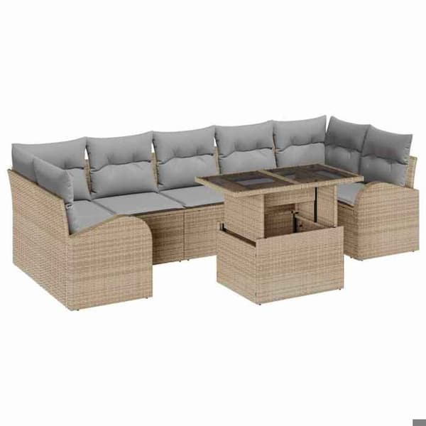 Lounge-soffor - MAISON EXCLUSIVE - Modulär - Beige - Poly Rattan - 8 delar beige