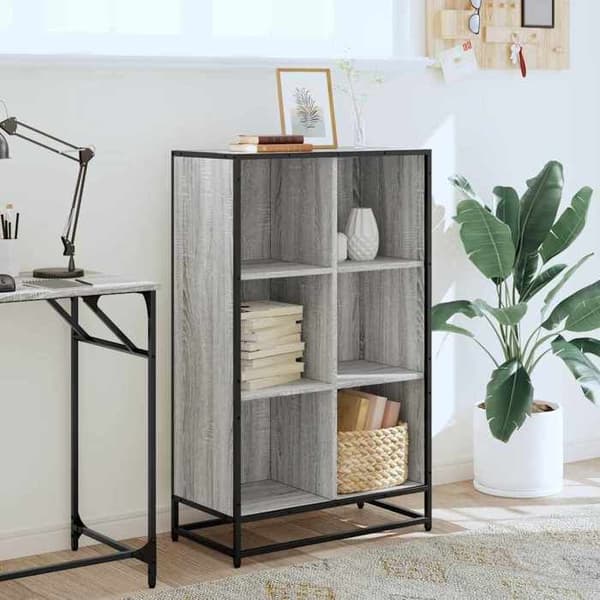 Maison Exclusive - Sonoma grå bibliotek 65,5x33x107,5 cm ingenjörsträ