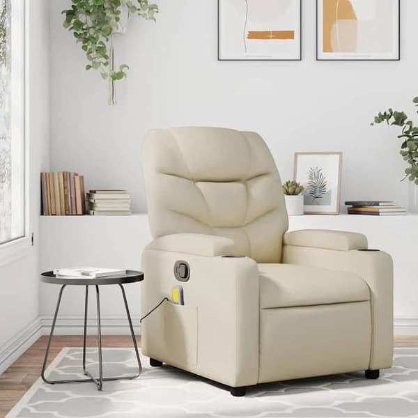 Maison Exclusive - Læderlook massage stol i creme