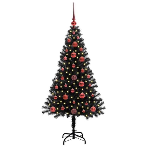 Juletræ - EKSKLUSIV HUS - 120 cm PVC - Sort - Velegnet til udendørs brug - USB LED-belysning Svart