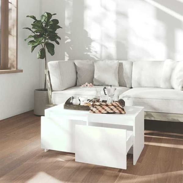 Bord - EKSKLUSIV HUS - 90 x 50 x 41,5 cm - Hvid - 2 skuffer - Træ (spånplader) Vit