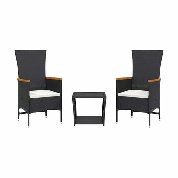 Maison Exclusive - Trädgårdsset med kuddar 3 delar Svart