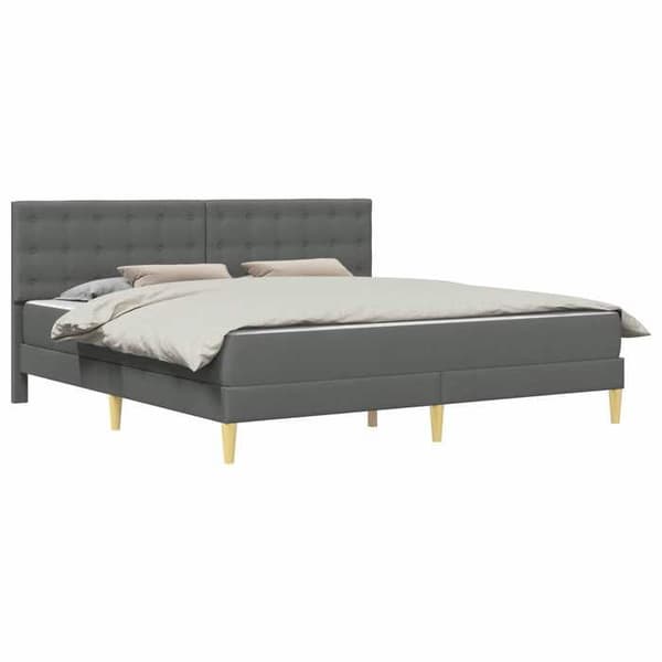 Maison Exclusive - Sängram med madrass Mörkgrå 200 x 200 cm Tyg