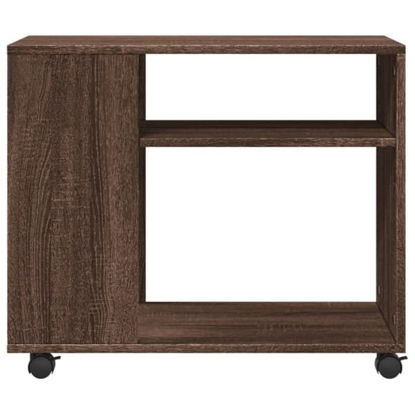 Maison Exclusive - Sidebord med hjul i brunt egetræ og ingeniørtræ