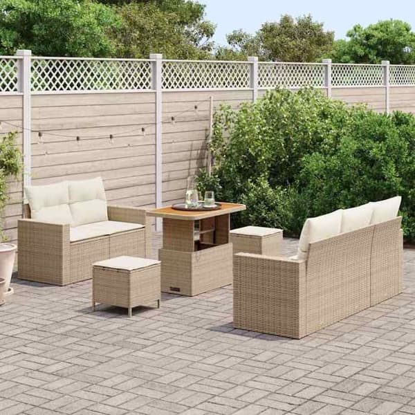 Maison Exclusive - 8 osan puutarhakalustesetti, beige polyrottinki