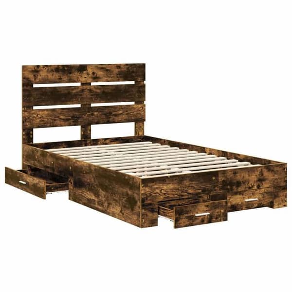 Maison Exclusive - Sängram Rökt ek 120 x 200 cm Ingenjörsträ