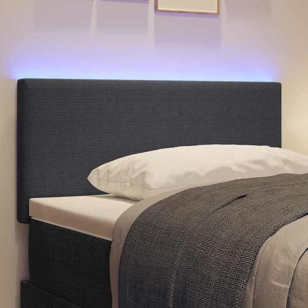 Sänggavel - EXKLUSIV HEM - 80 cm - Mörkgrå - Inbyggd LED - Ribbad sammet Mörkgrå