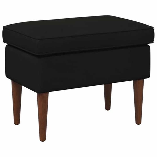 Pouf - MAISON EXCLUSIVE - 55 x 35 x 41 cm - Musta sametti - Heveapuu - Vaahtomuovitäyte Svart