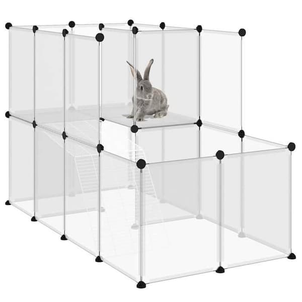 Bur til små dyr - EKSKLUSIV HUS - 142x74x93 cm - PP-paneler - Stålstruktur - Platform & stige