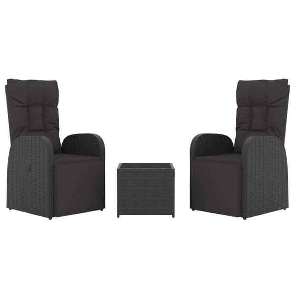 Havemøbler - Eksklusivt Hus - 3 dele - Sort poly rattan - Stålramme