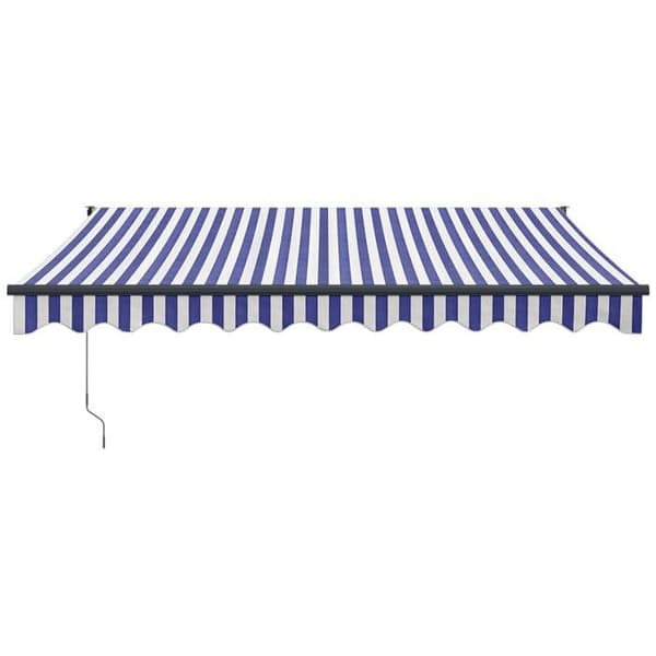Maison Exclusive - Fällbart blått och vitt markis 3,5x2,5 m i tyg och aluminium