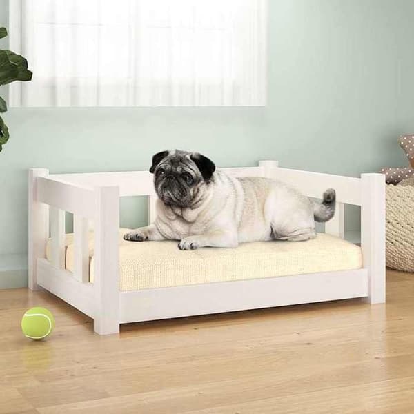 Maison Exclusive - Hundeseng Hvid 65,5x50,5x28 cm Solid fyrretræ