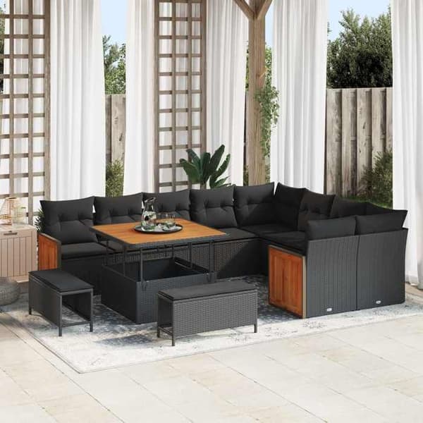 Maison Exclusive - 12 hengen puutarhakalustesarja 12 pc Musta