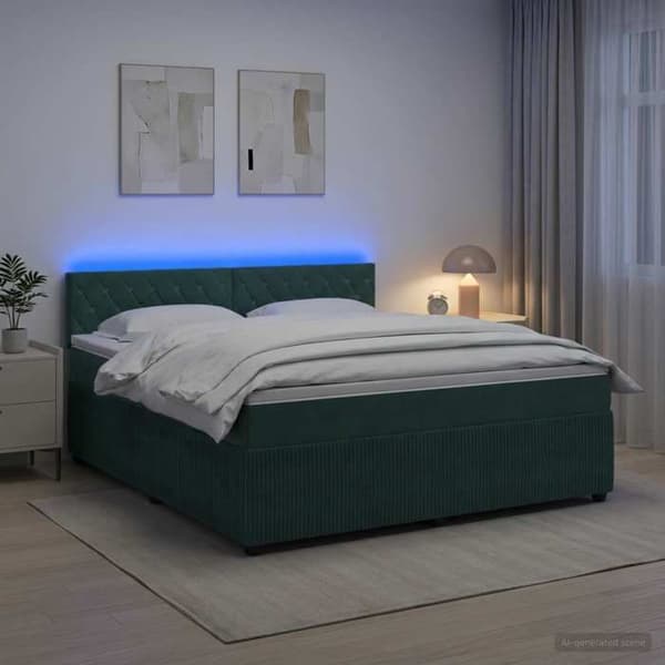 Maison Exclusive - Boxspring säng med mörkgrön madrass 140 x 200 cm Sammet Mörkgrön