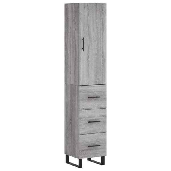 Buffé hög - Sonoma grå - Hållbart ingenjörsträ - 1 dörr - 34,5 x 34 x 180 cm Sonoma grå