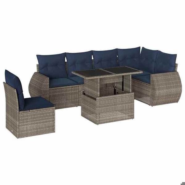 Havemøbler - MAISON EXCLUSIVE - Sæt med 7 dele - Grå - PE Rattan - Justerbart bord grå