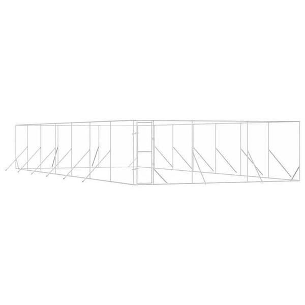 Utomhuskennel - Exklusivt hus - Galvaniserat stål - 6 x 14 x 2 m - Låsbart dörr Silver