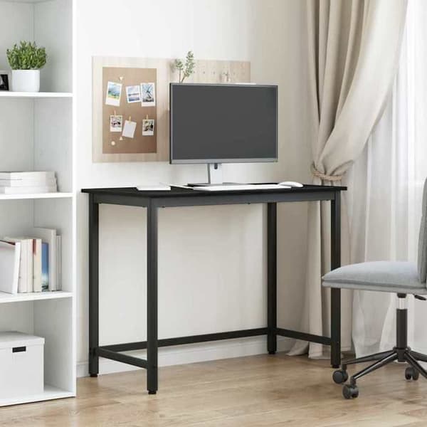 Maison Exclusive - bord Egetræ sort 80 x 50 x 76,5 cm Ingeniørtræ og stål svart ek