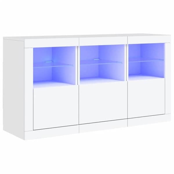 Maison Exclusive - Buffet med hvide LED-lys 123x37x67 cm