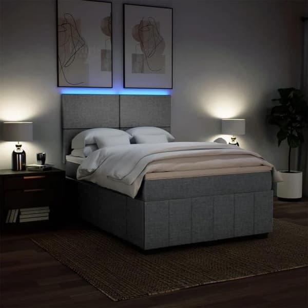 Maison Exclusive - Sengebund med lameller og madras Lys grå 140x190cm Stof
