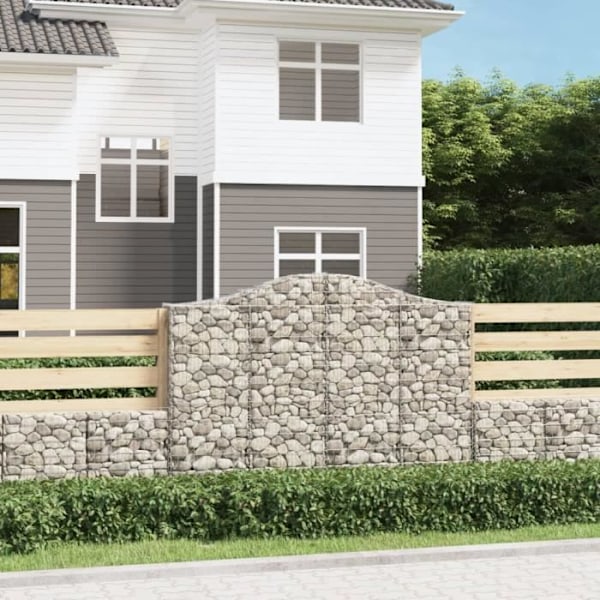 Gabionkorgar - Ej specificerad - 3 st - 200x30x140/160 cm - Galvaniserat järn - Silverfärgad Pengar
