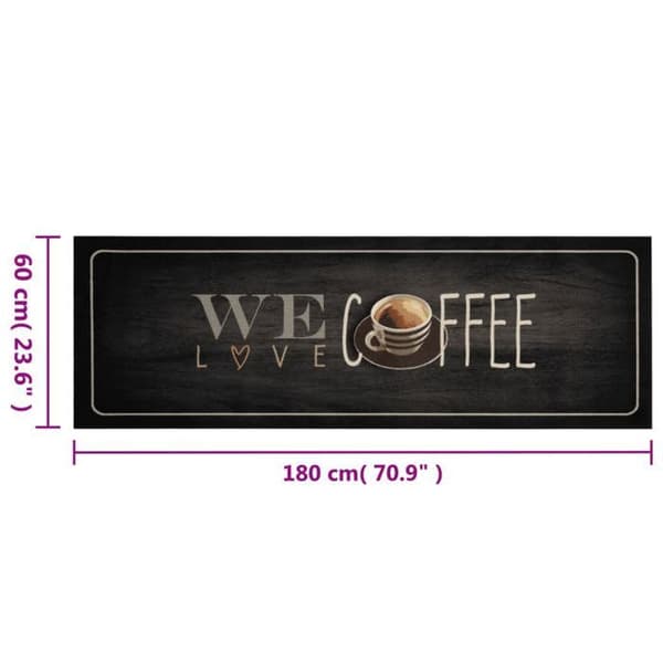 Maison Exclusive - Vaskbart køkkenteppet tekst Kaffe 60x180 cm fløjl
