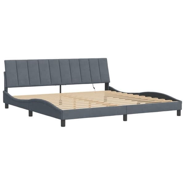 Maison Exclusive - Sängram med LED utan madrass Hanko mörkgrå 200x200 cm sammet
