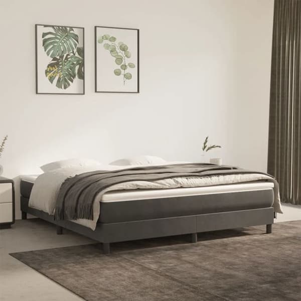 Maison Exclusive - Sängram med mörkgrå lameller 160x200 cm sammet mörkgrå