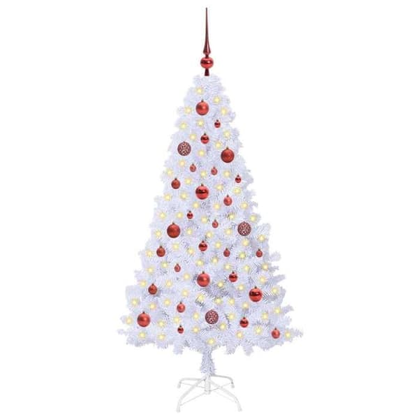 Kunstigt juletræ - EKSKLUSIV HUS - 150 cm - Hvid - PVC & stål - LED 8 tilstande USB Vit