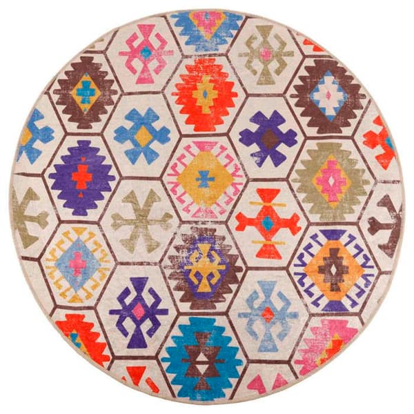 Maison Exclusive - Vaskbar multicolor tæppe Ø 120 cm