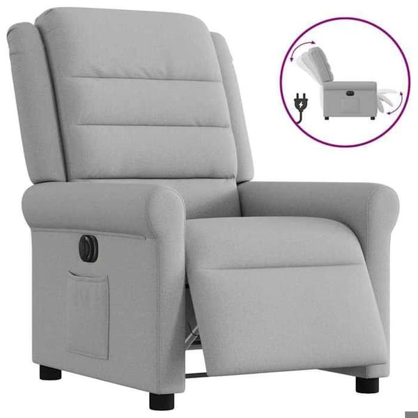Maison Exclusive - Elektrisk recliner i lysegrå stof