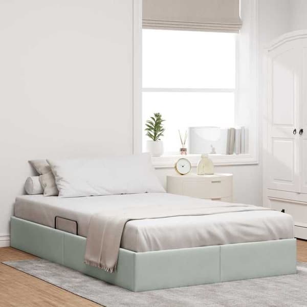 Maison Exclusive - Sängram ottoman Ljusgrå 120 x 200 cm Sammet