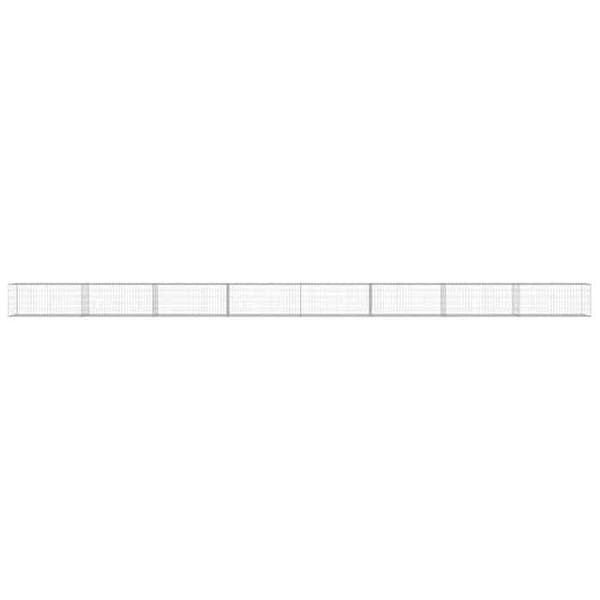 Maison Exclusive - Gabionvägg med galvaniserade stålskydd 900x50x50 cm silver-
