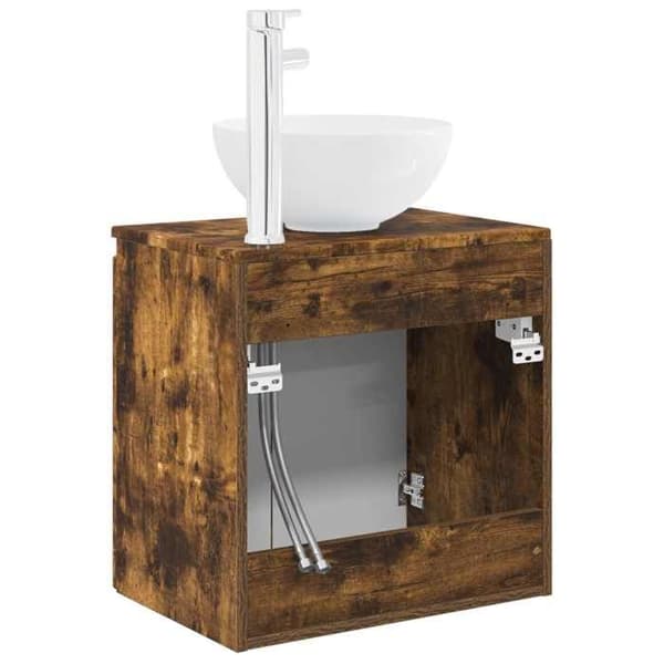 Exklusiv möbel - Väggmonterad handfat Vanity Ek rökig 49,5 x 41 x 64,5 cm
