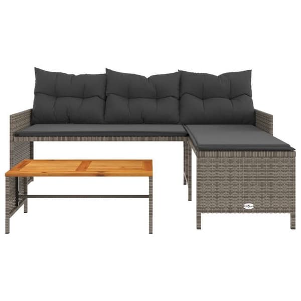 Maison Exclusive - Ute-soffa med bord och grå L-formade kuddar