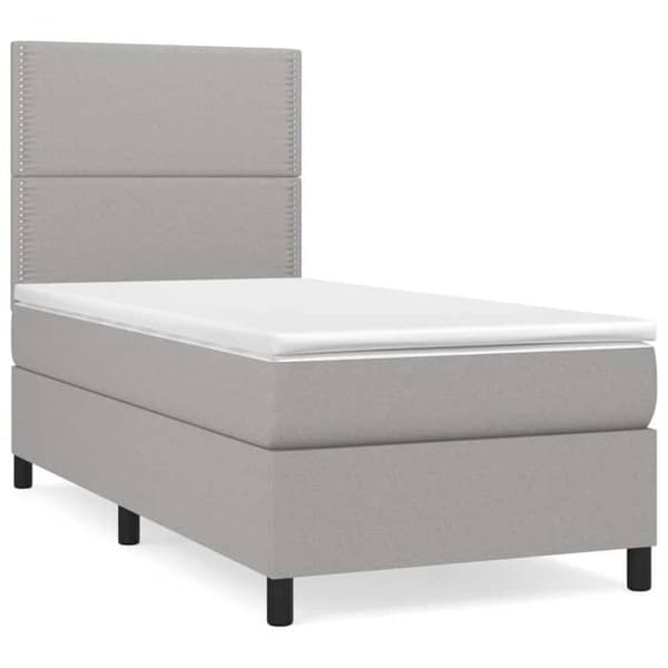 Sengestel med madras - Eksklusivt hus - 90x200 cm - Justerbart sengegærde - Lys grå