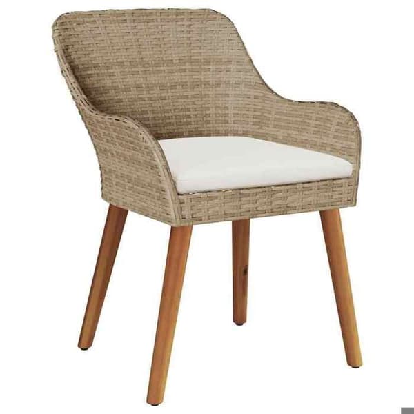 Maison Exclusive - 5-delt spisebordssæt til haven i beige polyrotin beige