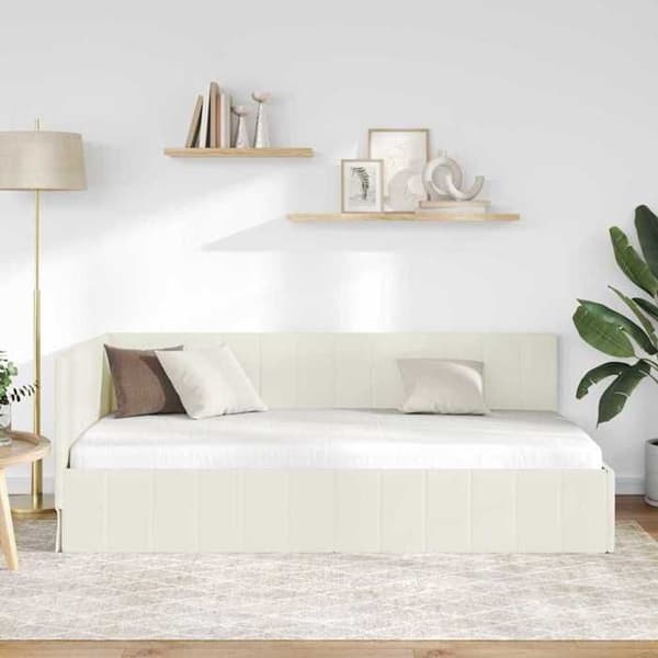 Maison Exclusive - Hörnsängram Creme 100 cm x 200 cm Sammet