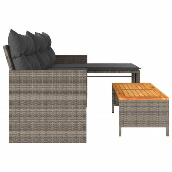 Maison Exclusive - Ute-soffa med bord och grå L-formade kuddar