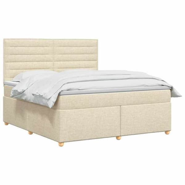 Maison Exclusive - Boxspring seng med madras Creme 140 x 190 cm Stof