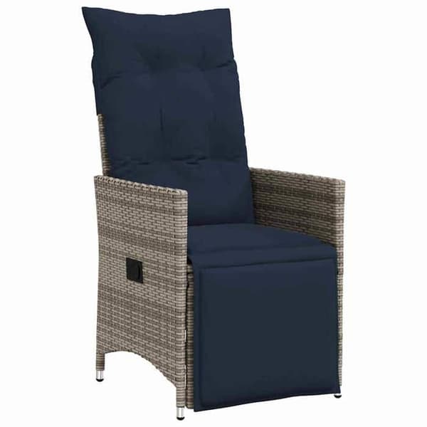 Maison Exclusive - Sæt med bord og stole 9 stk Grå Rattan PE Grå (med svart underton); marinblå 