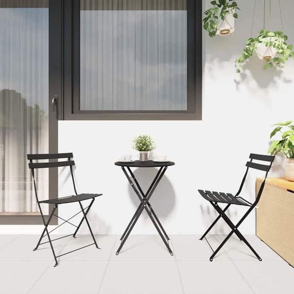 Ensemble bistro - EXKLUSIVT HUS - Fällbart bistroset 3 delar - Stål - Antracit - Fällbar antracit