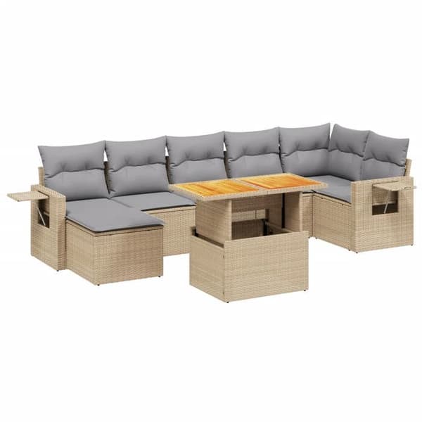 Maison Exclusive - Trädgårdsmöbler med kuddar 8 delar beige flätad resin