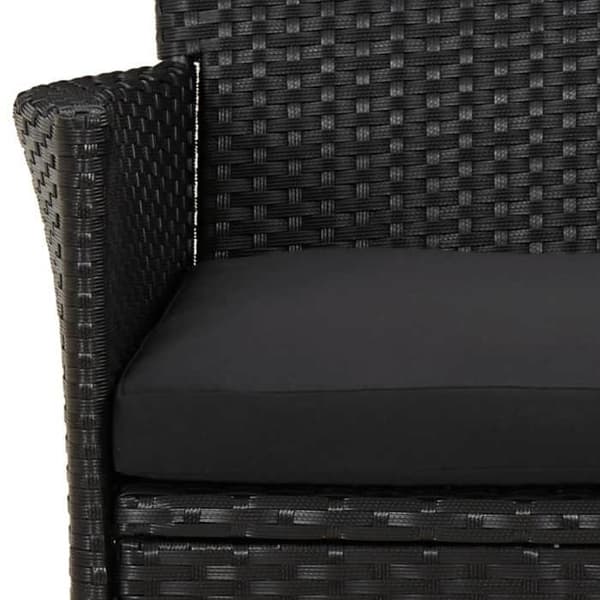 Ensemble bistro - MAISON EXCLUSIVE - Ensemble bistro 5 stk - Sort poly rattan - Stålramme - Polstrede puder Svart (kuddar)