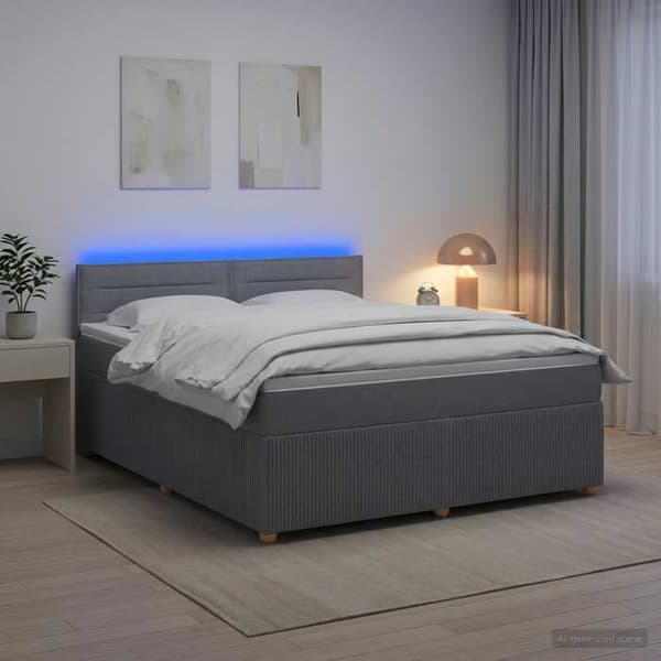 Maison Exclusive - Boxspring säng med madrass Ljusgrå 160 x 200 cm Tyg
