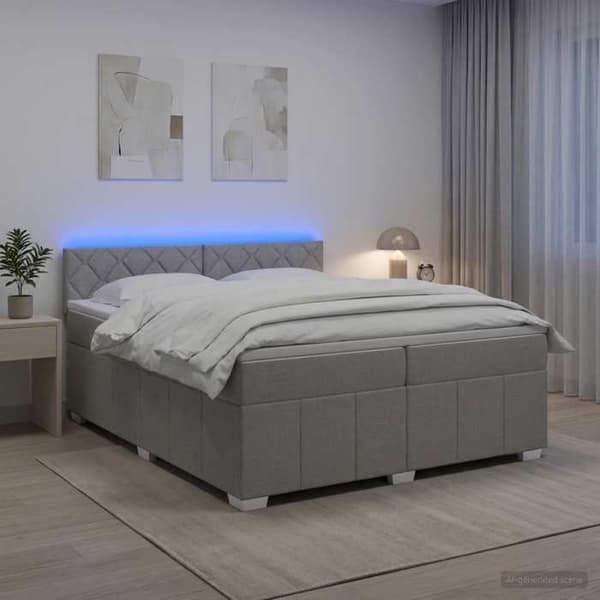 Maison Exclusive - Boxspring-sänky vaaleanharmaalla patjalla 200 x 200 cm Kangas