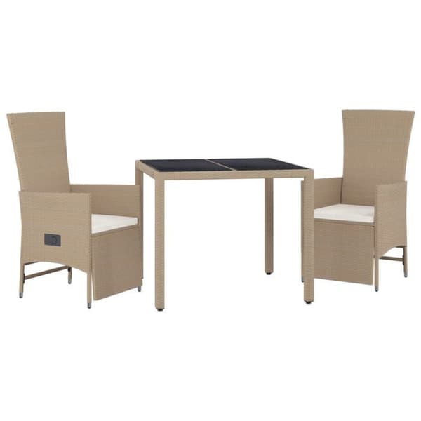 Havemøbler - EKSKLUSIVT HUS - Sæt 3 dele - Beige - Poly rattan - Lænestole beige