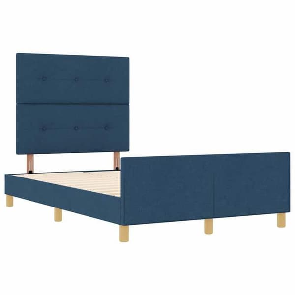 Sängram - EXKLUSIV HEM - 120 x 200 cm - Sammetstyg - Dold förvaring - Ribbor ingår Blå