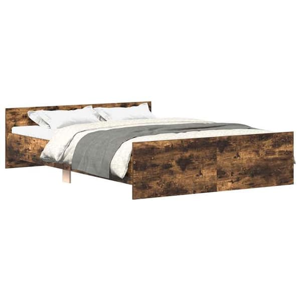 Sengestel - EKSKLUSIV HUS - 140x190 cm - Røget eg - Ingeniørtræ - Robuste lameller Rökt ek