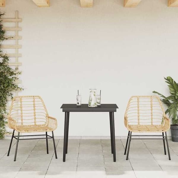 Maison Exclusive - Trädgårdsset 3 delar brun flätad resin glas